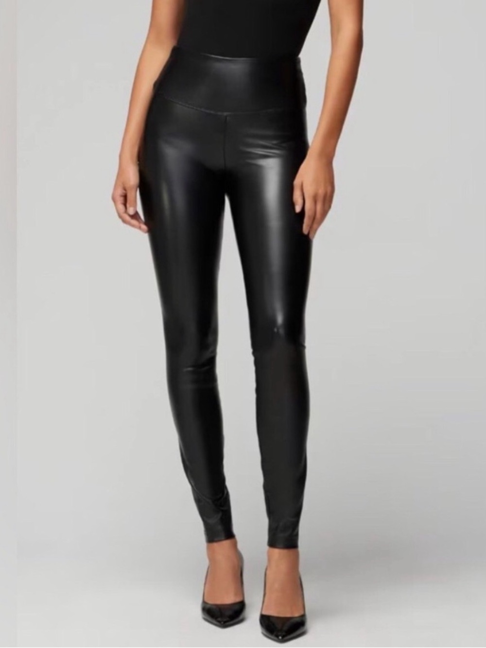 White House Black Market Black Faux-Leather High-Waist Leggings